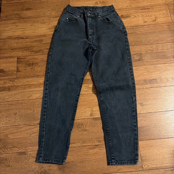 Denim - Vintage Lee Riveted Black High Waisted Tapered Mom Jeans Size XS